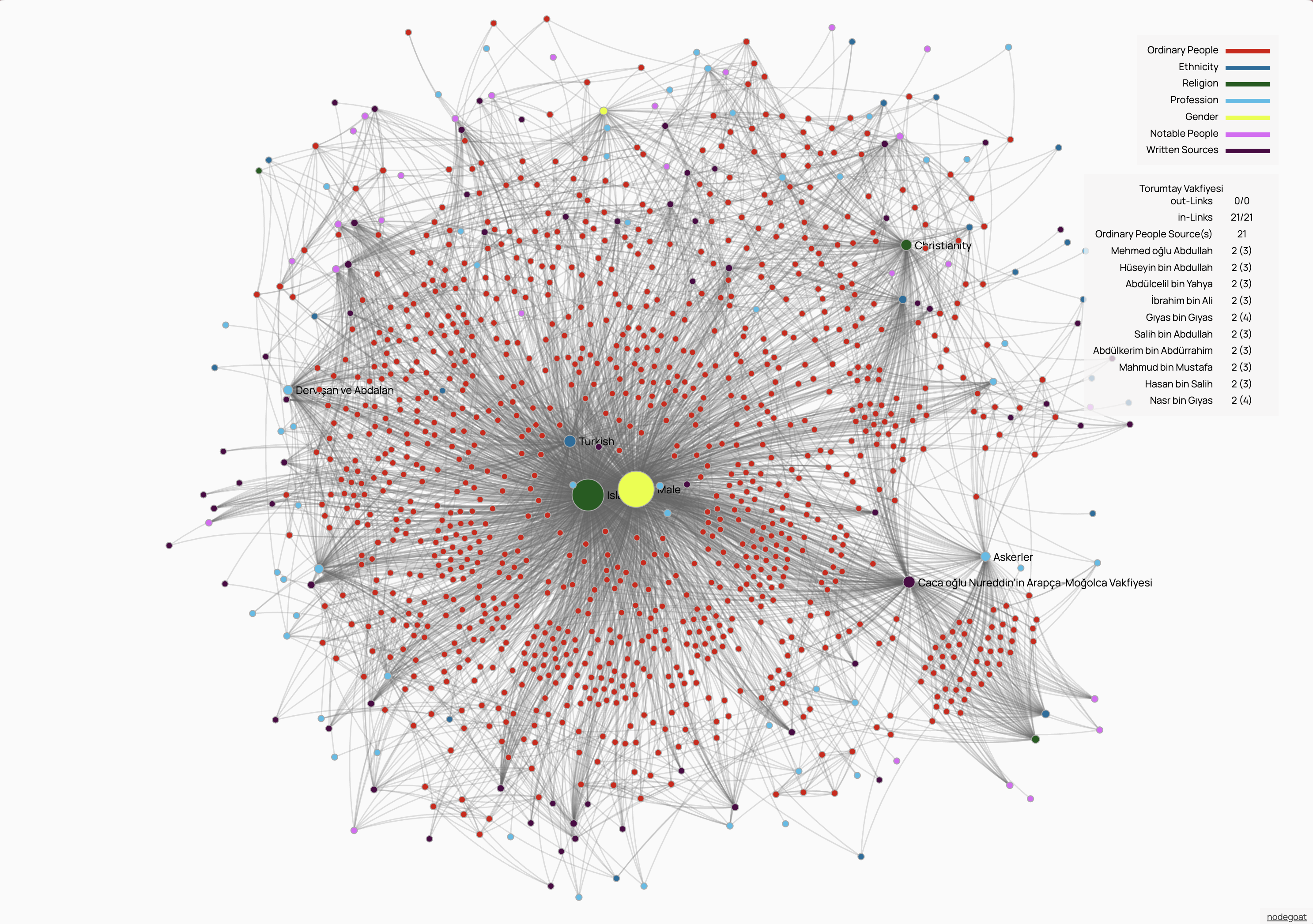 Complex social network visualization with multiple categories